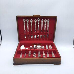 Silverplate Flatware Set for 8 in Box by 1847 Rogers Bros -Heritage Pattern